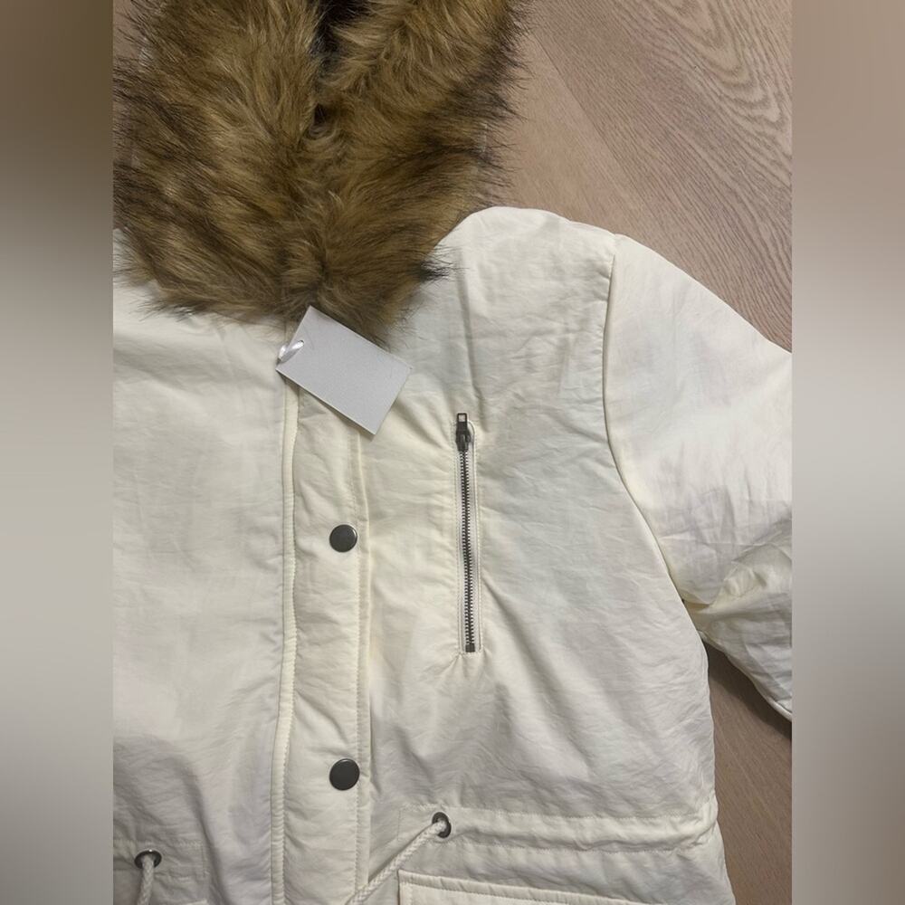 NWT Grace Karin Women's Cream Hooded Jacket W/Faux Fur hood Size M - Picture 7 of 9